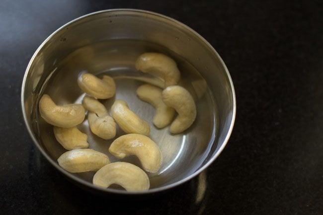 soaking cashews for making paste.