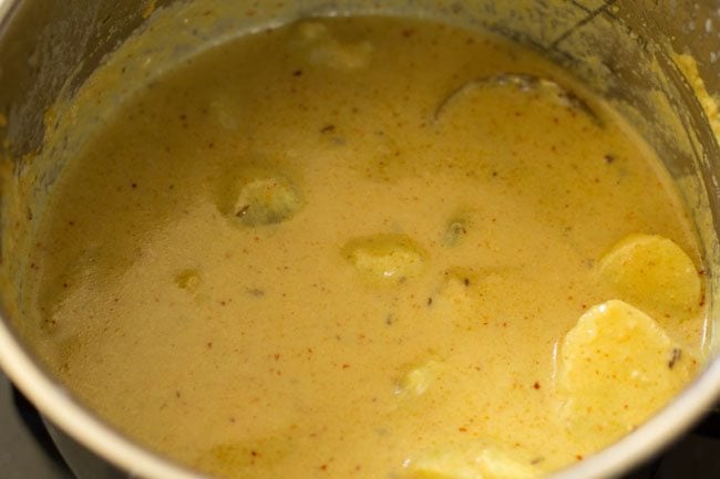 salt mixed well in the curry. 