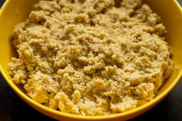 ground falafel mixture taken in a bowl.