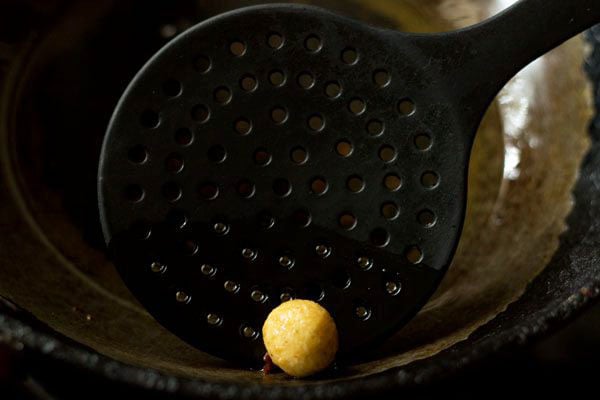 perfectly fried tiny falafel ball.