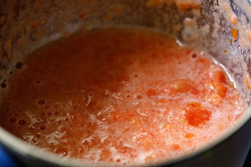 tomatoes that have been crushed in the blender