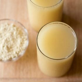 sattu drink served in 2 glasses.